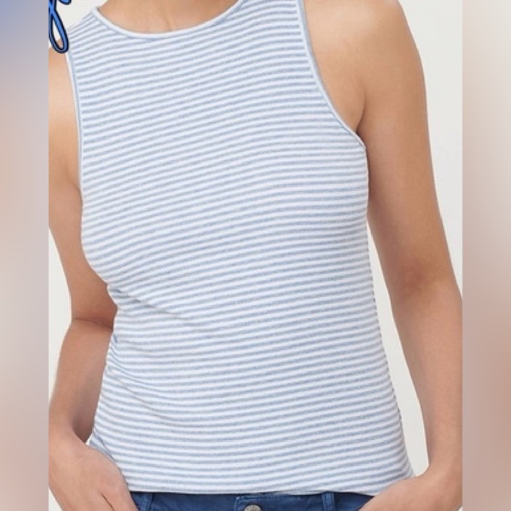 LOFT Blue and White Striped Tank Top